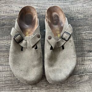 Boston Birkenstocks Clogs Taupe Sueded Size 46 M13